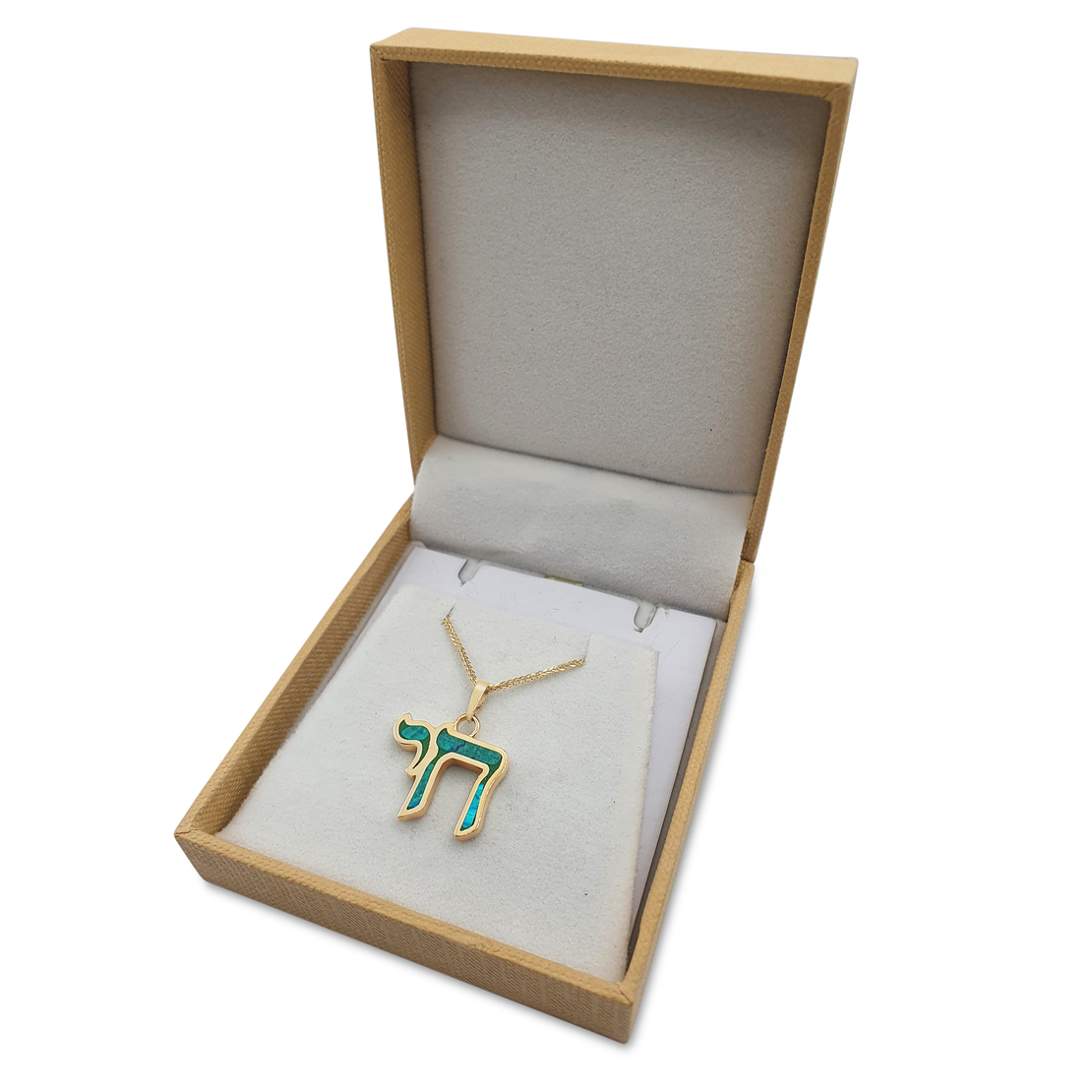 14K Yellow Gold Eilat Stone Chai Pendant