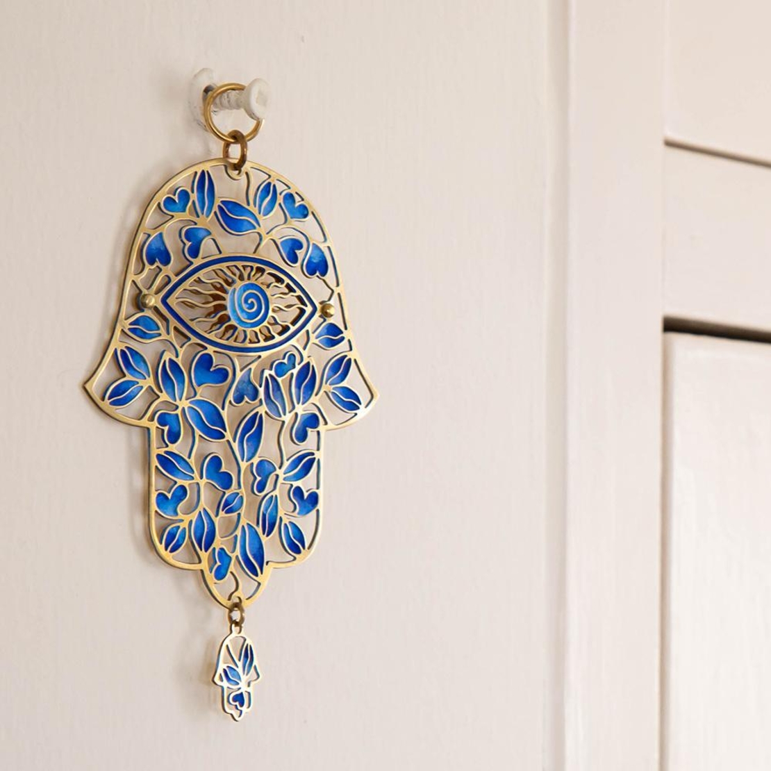 HAMSA LEAVES & HEARTS BLUE