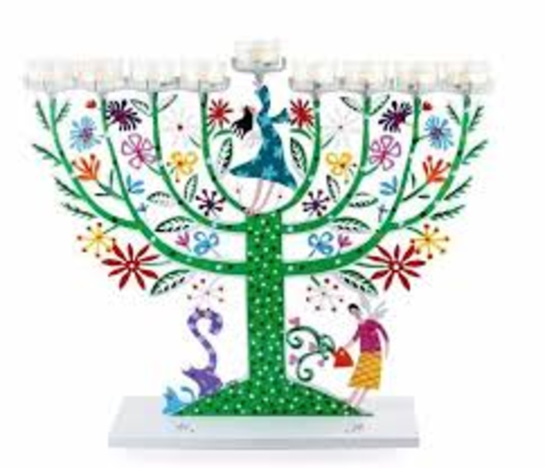 HANUKKAH FAMILY TREE MENORAH - MULTICOLOR