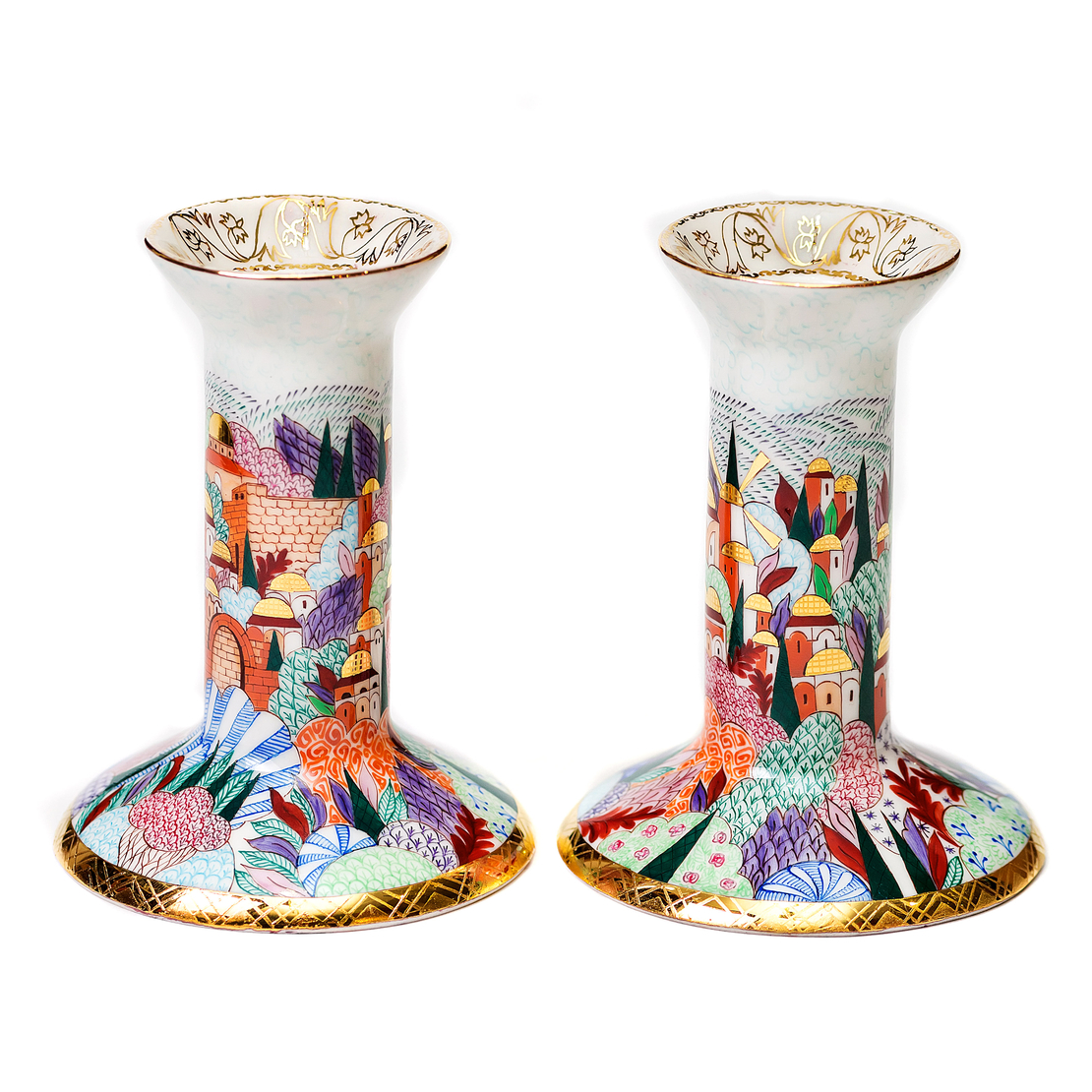CANDLESTICKS CLASSICAL FORM JERUSALEM OF GOLD
