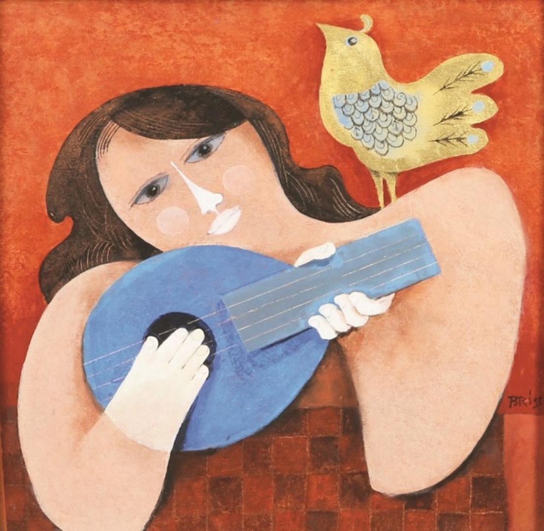 Mandolin Player and a Pigeon