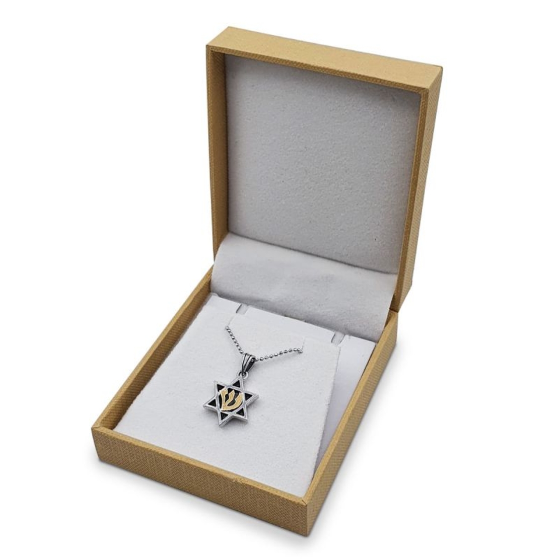 Sterling Silver Star of David Gold Shin Pendant