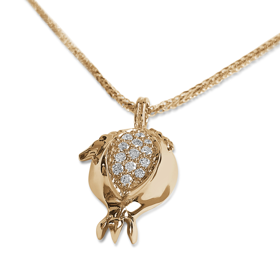 14K Yellow Gold Diamond Small Pomegranate Pendant