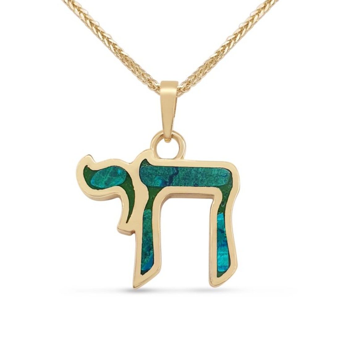 14K Yellow Gold Eilat Stone Chai Pendant