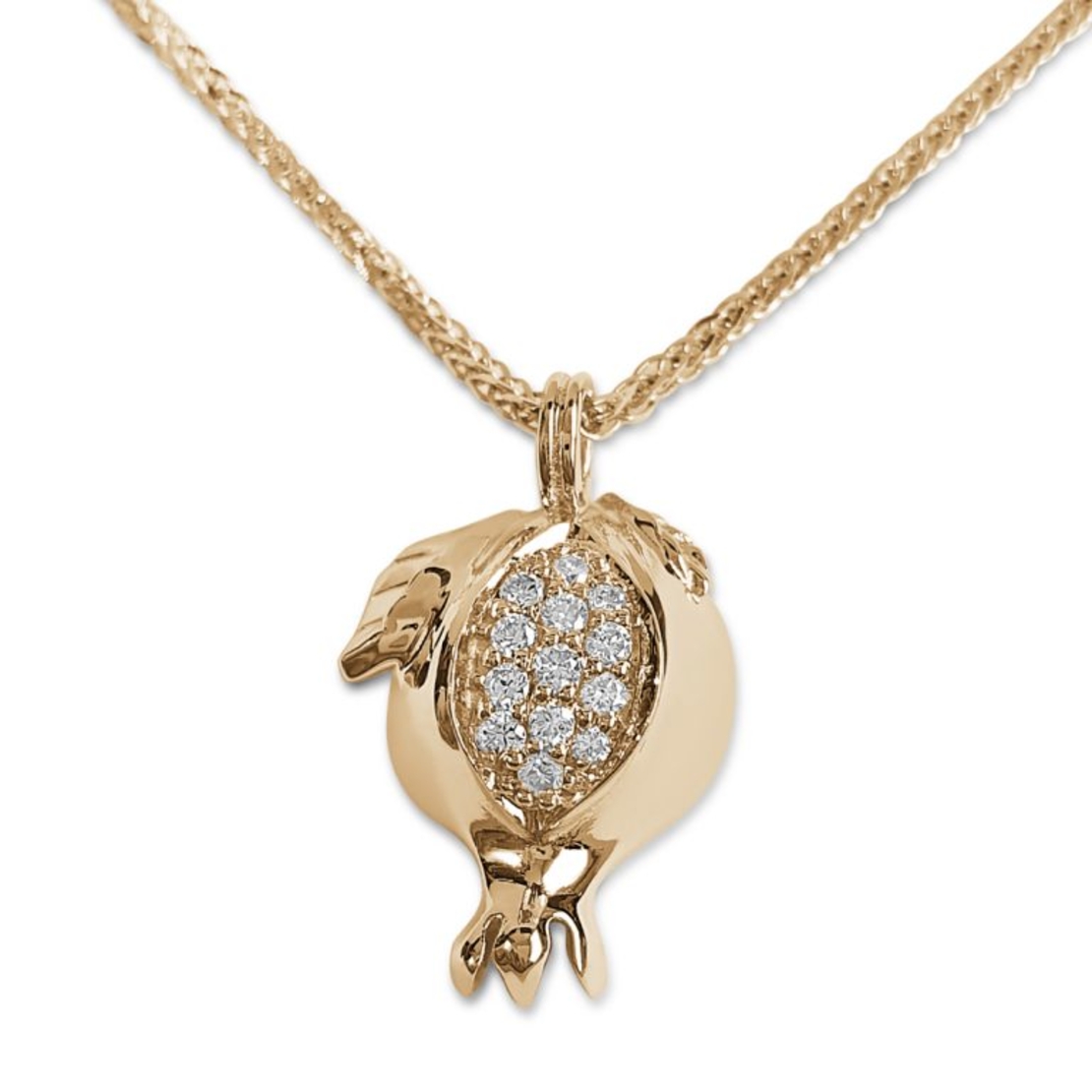 14K Yellow Gold Diamond Small Pomegranate Pendant