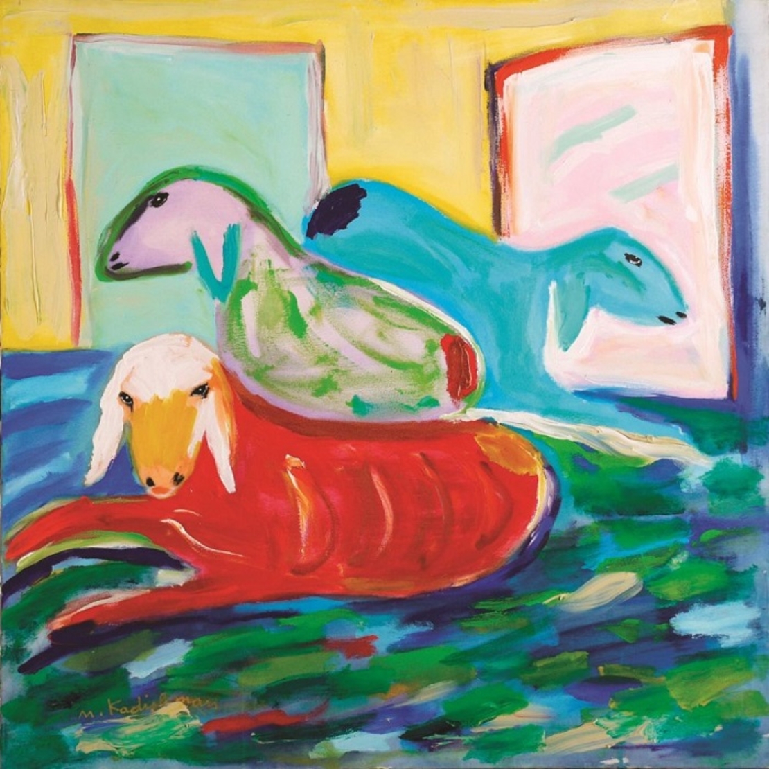 A herd of sheep - menashe kadishman