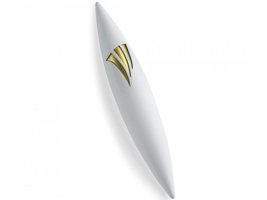 White Apollo Stone Mezuzah - Gold Shin