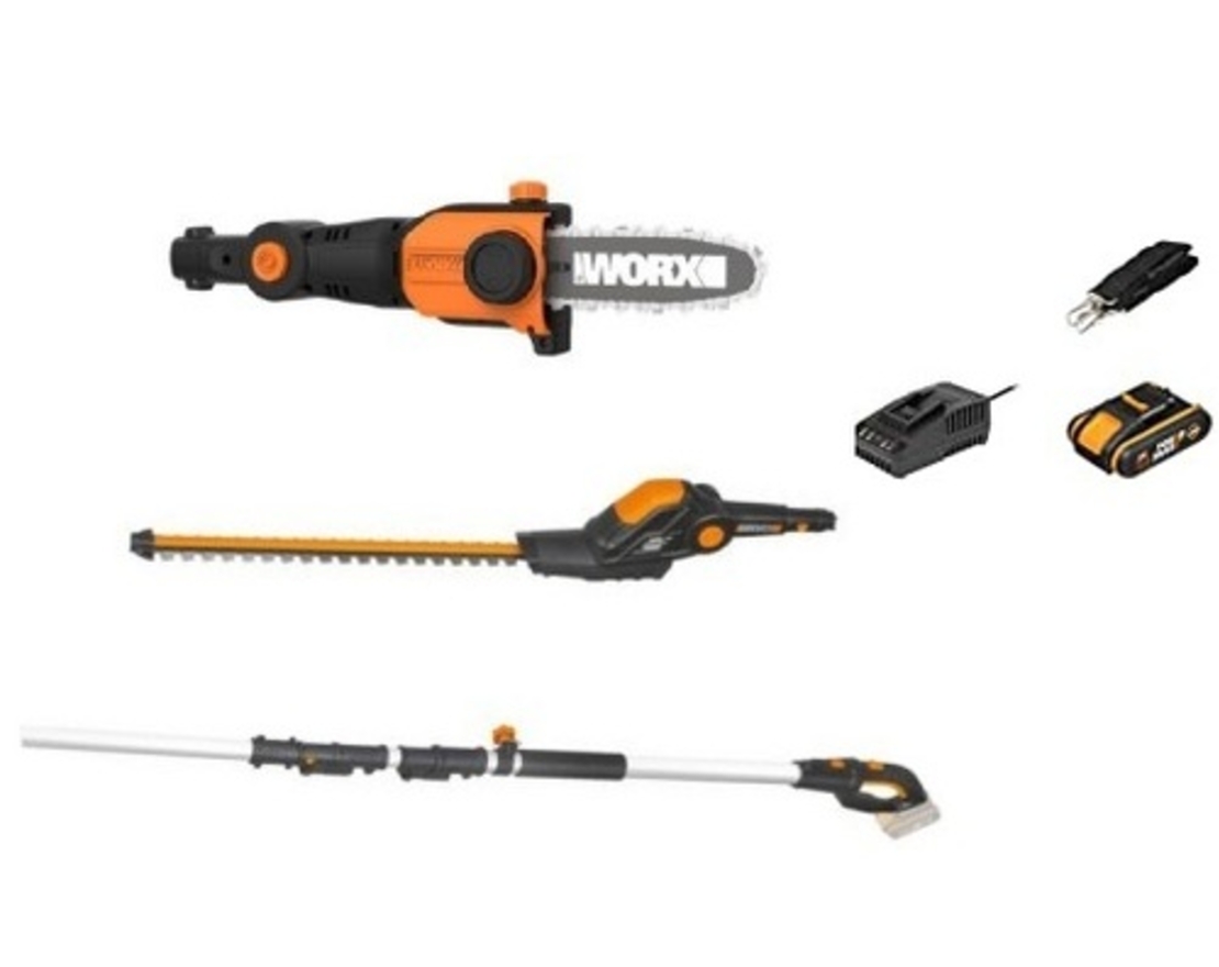 גוזם/משור טלסקופי WORX WG908E.9 סט עם סוללה ומטען