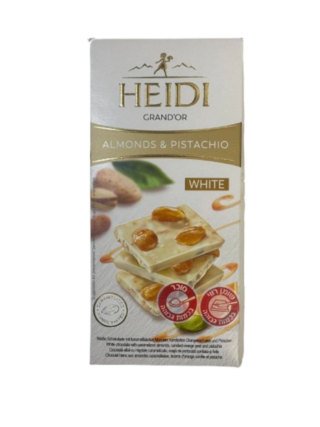 טבלת שוקולד HEIDI שוקולד לבן עם שקדים ואגוזי לוז