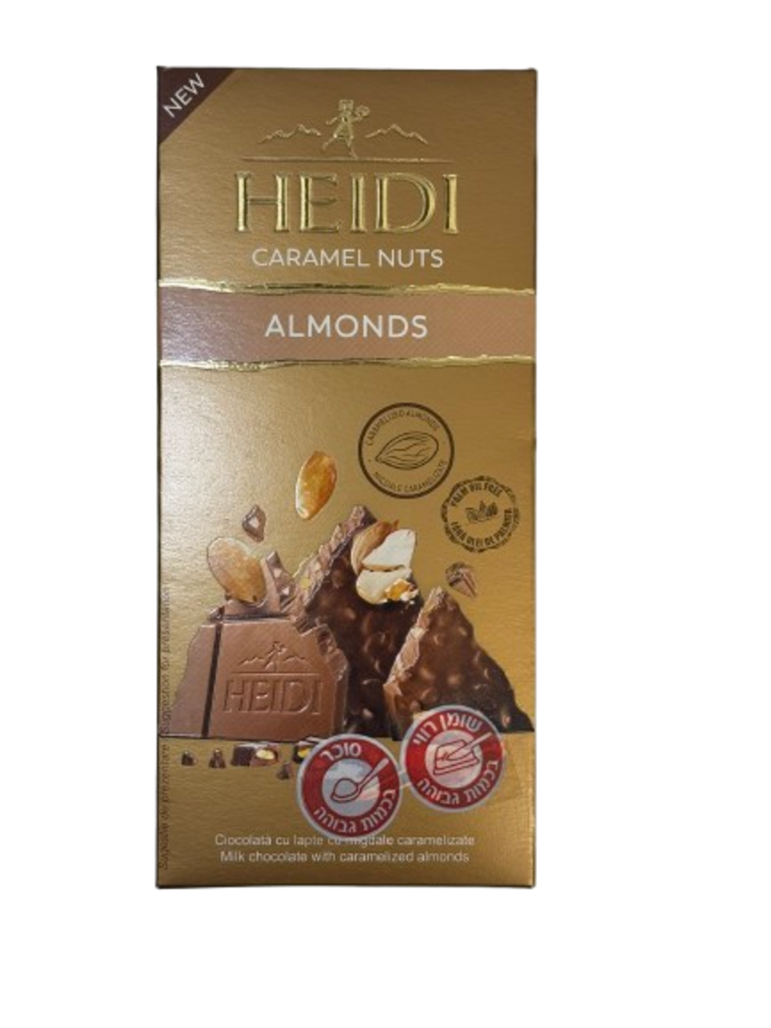 טבלת שוקולד HEIDI שוקולד חלב עם שקדים - אגוזי קרמל