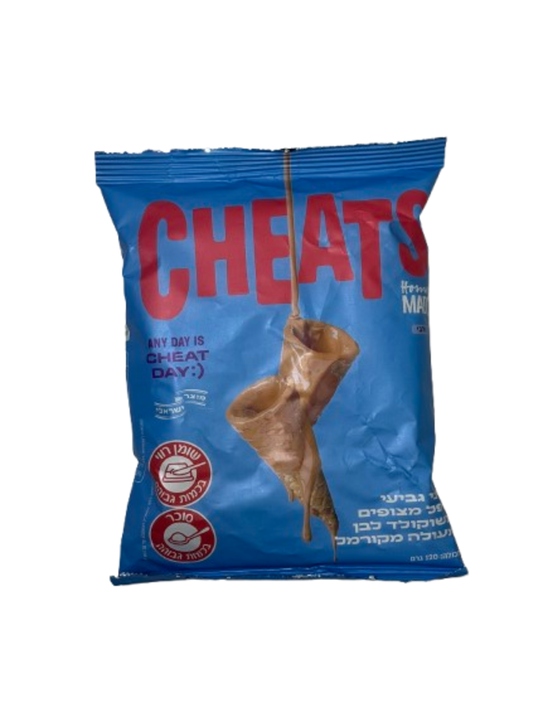 CHEATS מיני גביעי וופל מצופים בשוקולד לבן מעולה מקורמל
