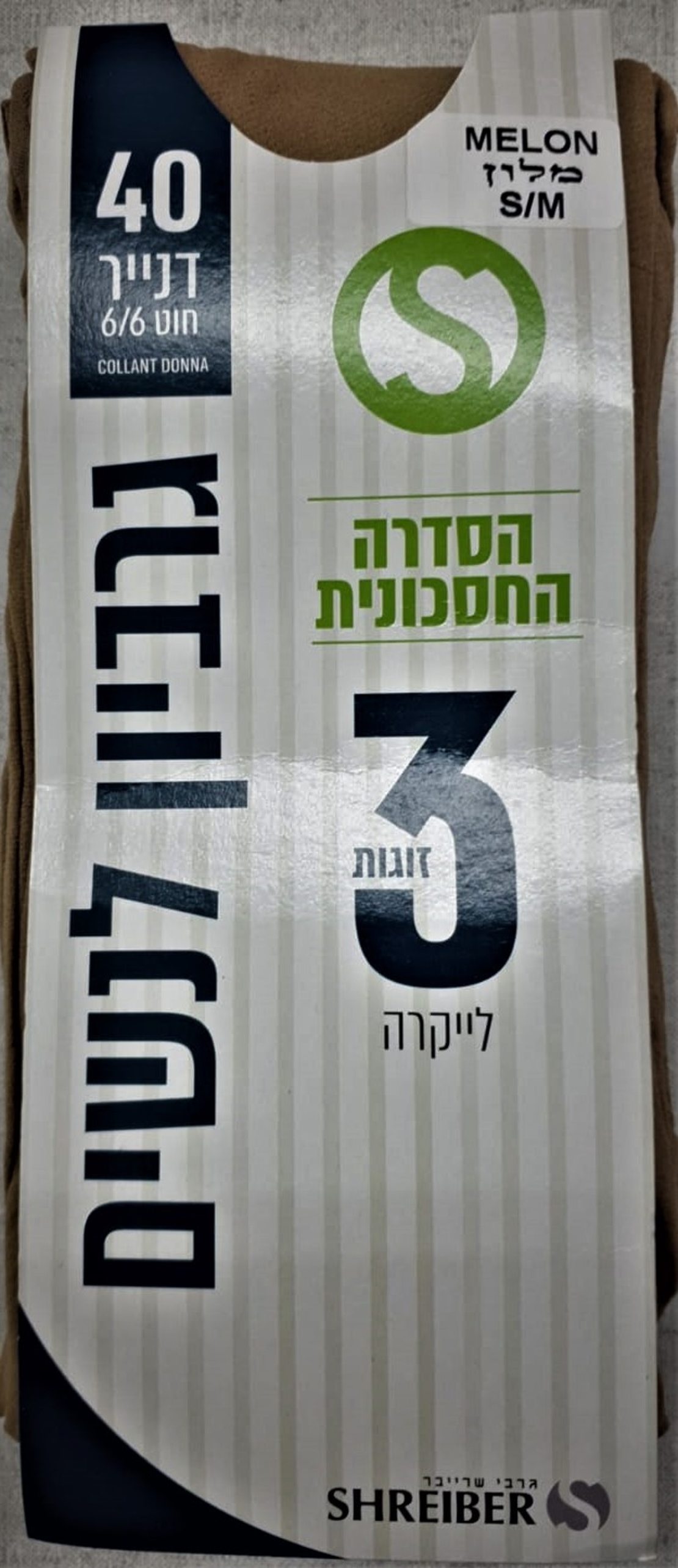 גרביון סטרץ' - לייקרה 40 דנייר מארז 3 זוגות שרייבר