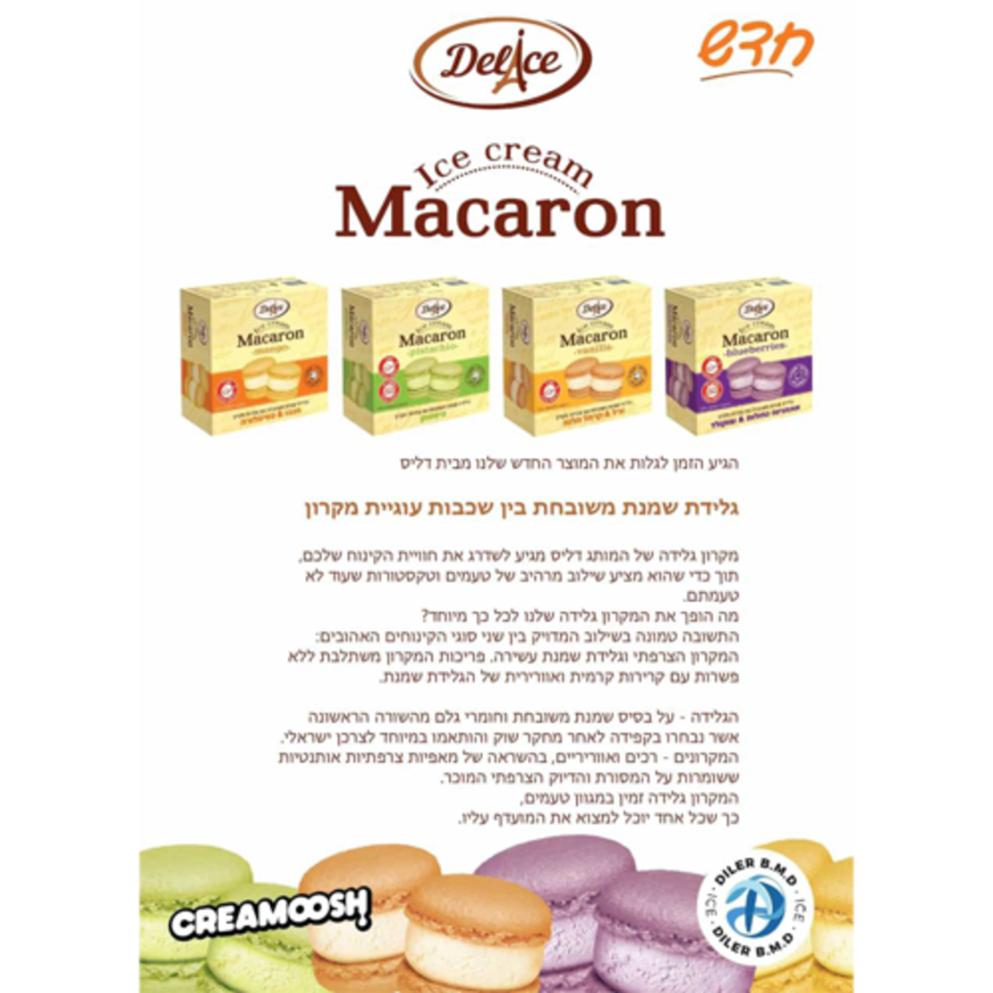 מארז גלידות מקרון - מנגו ופסיפלורה