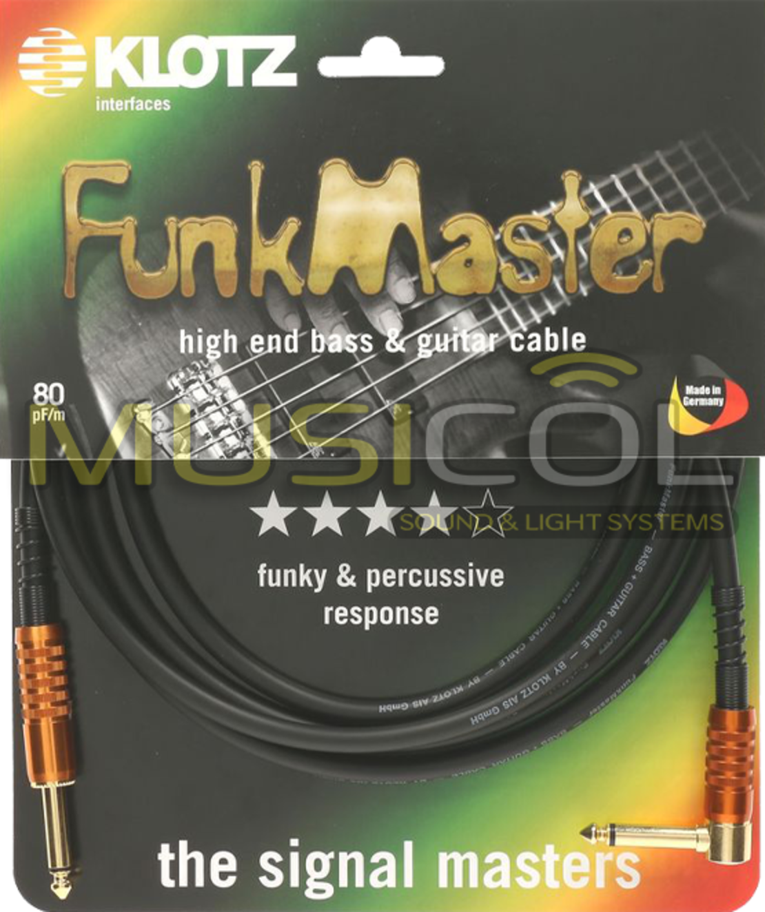 כבל גיטרה ובס באורך 6 מטר KLOTZ FunkMaster TM-R0600