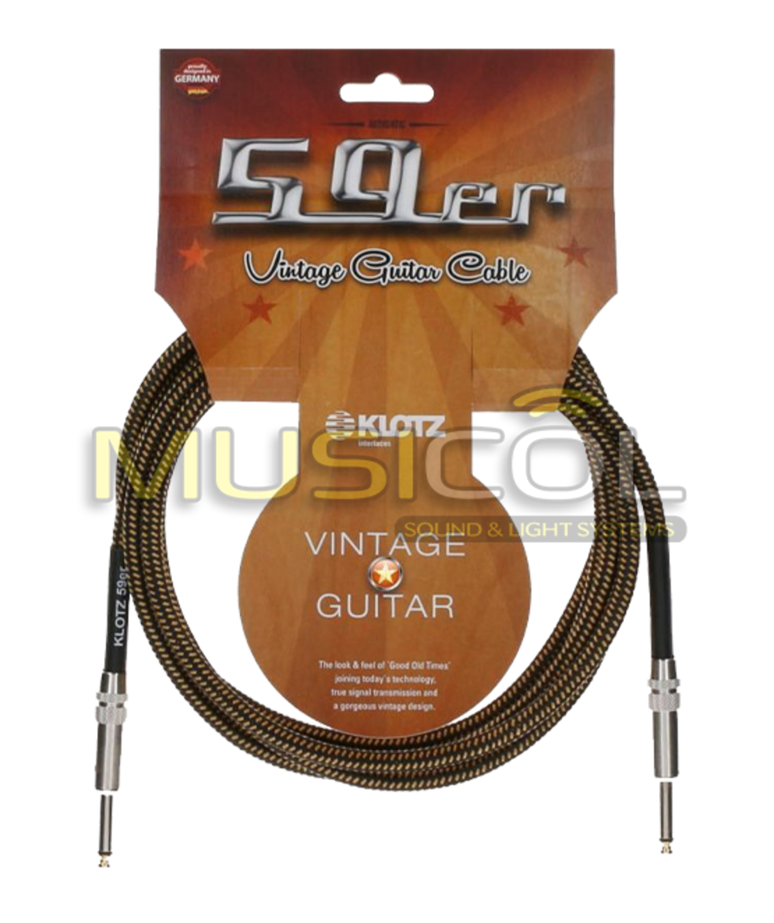 כבל גיטרה מצופה בד באורך 3 מטר KLOTZ VIN-0300