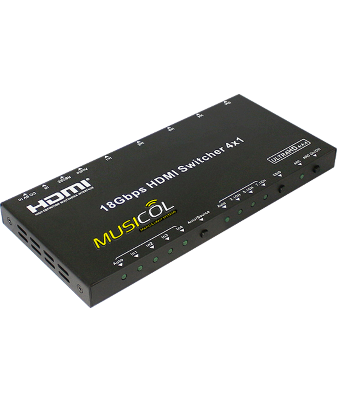 ממתג HDMI 4:1 כולל מפרק אודיו ו ARC, נשלט IR/RS-232