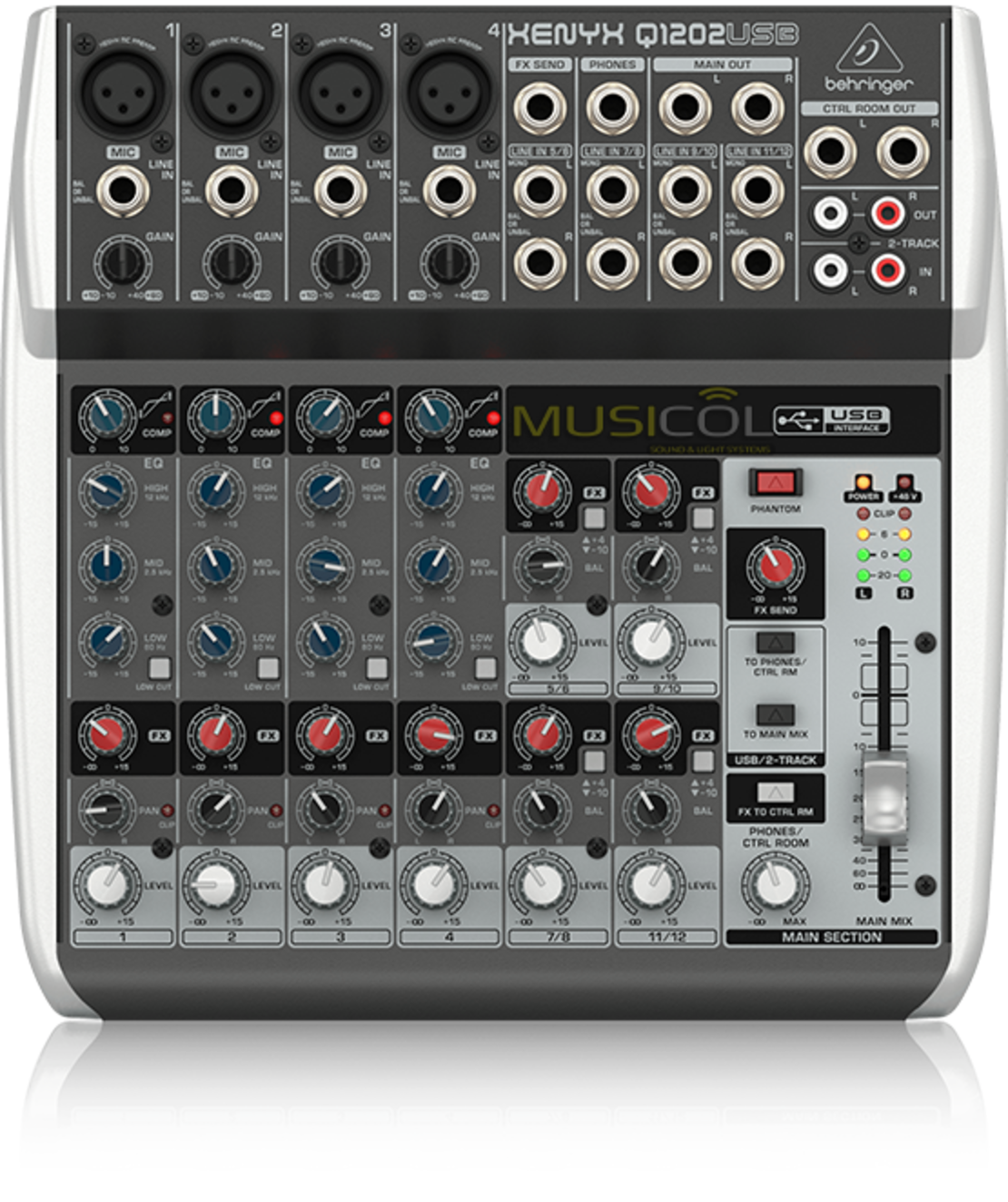 מיקסר 12 כניסות עם כרטיס קול Q1202USB