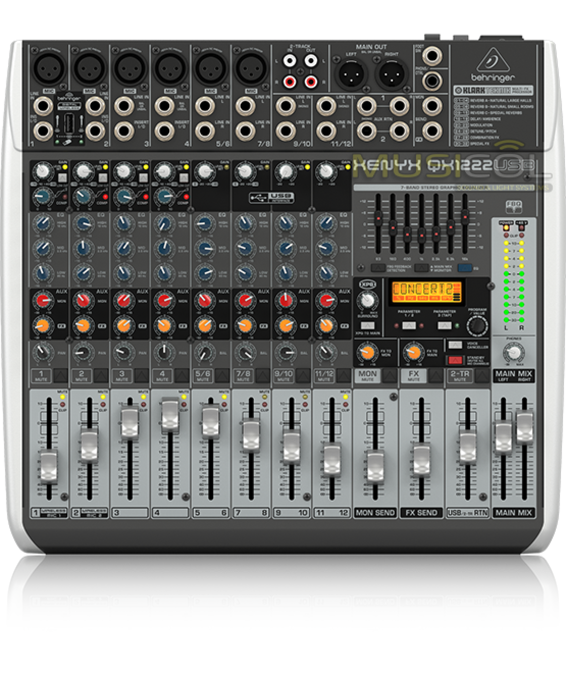 מיקסר 14 כניסות כרטיס קול ואפקט לשירה QX1222USB