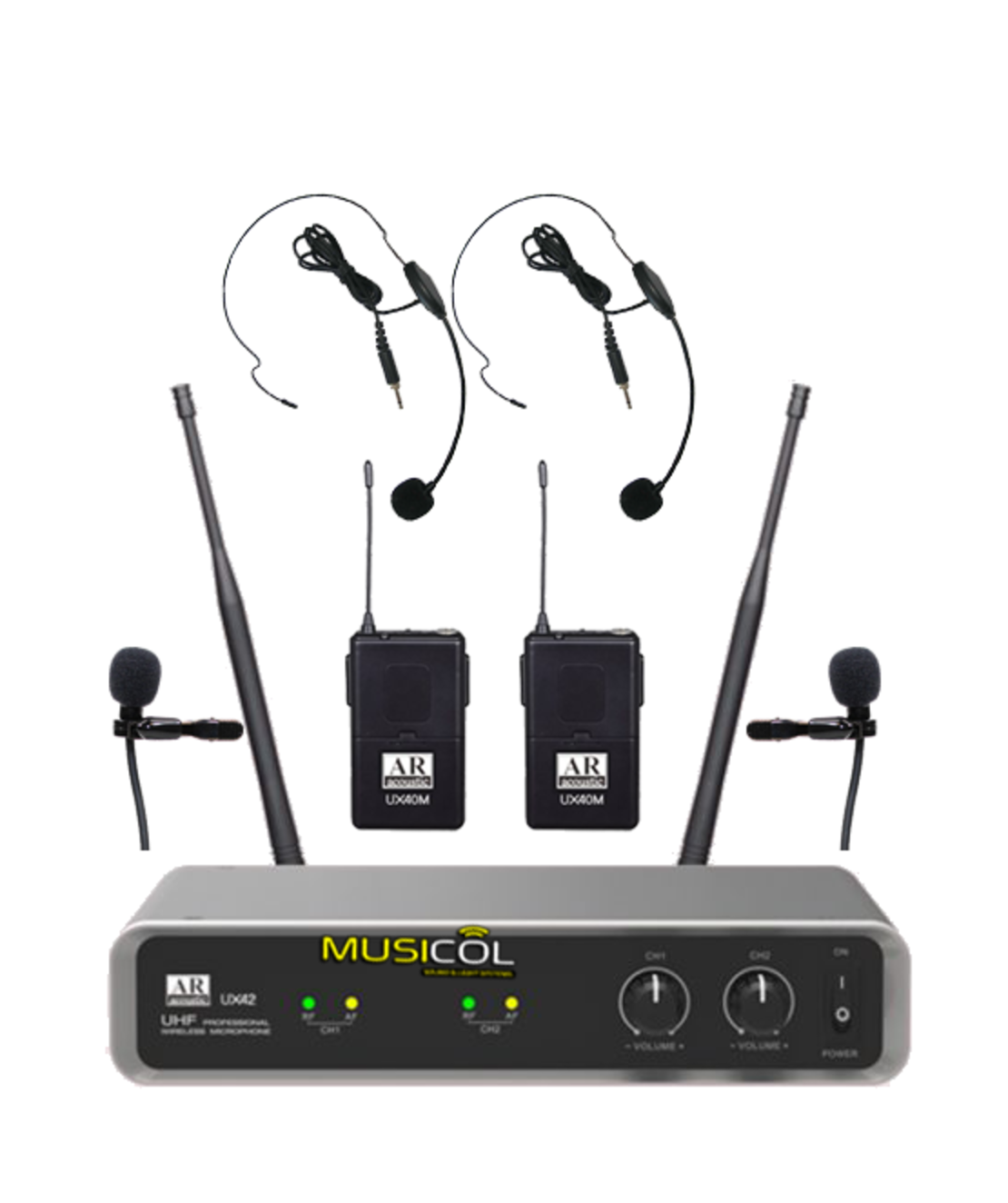 זוג מיקרופונים אלחוטיים משדר חגורה AR-ACOUSTIC UX42M