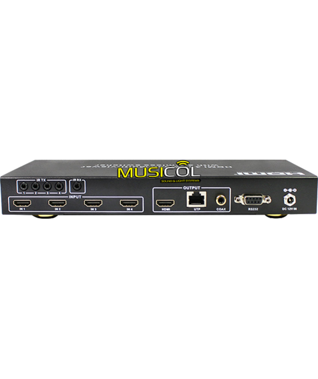 ממתג HDMI 4:1 SEAMLESS (בורר/מסך מפוצל) נשלט IR/RS-232, כולל IR HUB