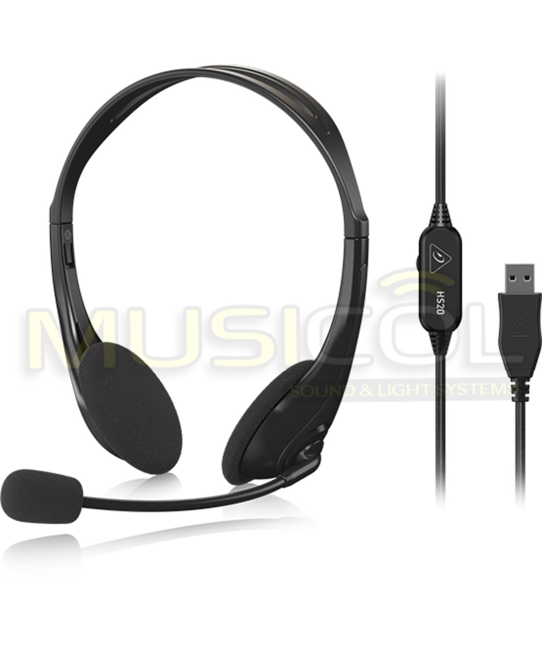 אוזניות סטריאו USB עם מיקרופון BEHRINGER HS20