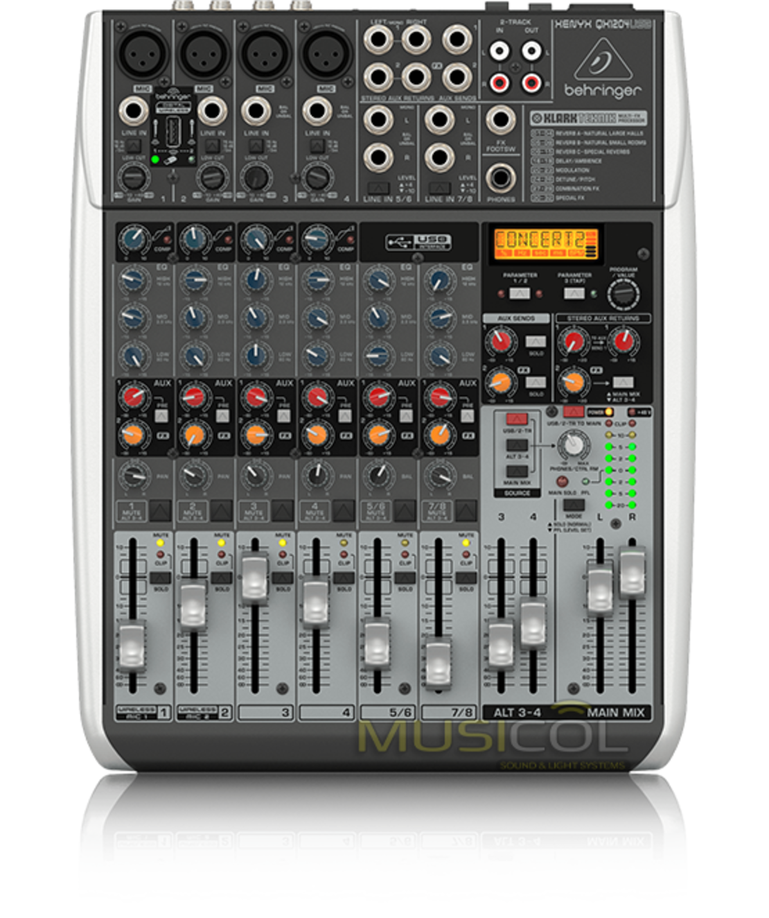 מיקסר 8 כניסות כרטיס קול ואפקט לשירה QX1204USB