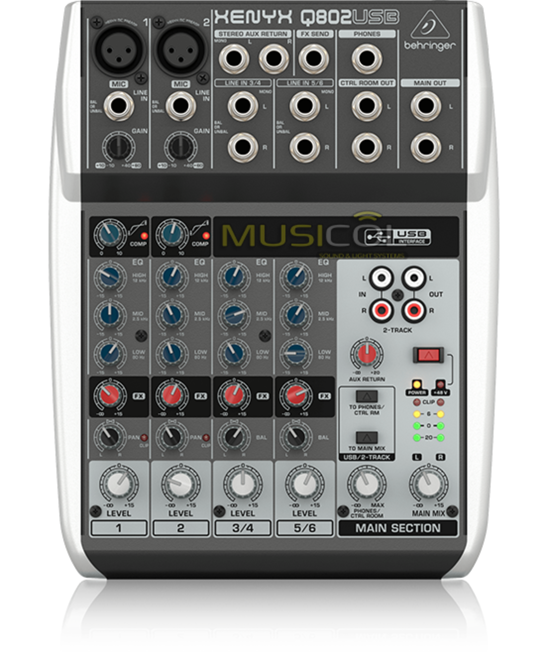 מיקסר 6 כניסות עם כרטיס קול Q802USB