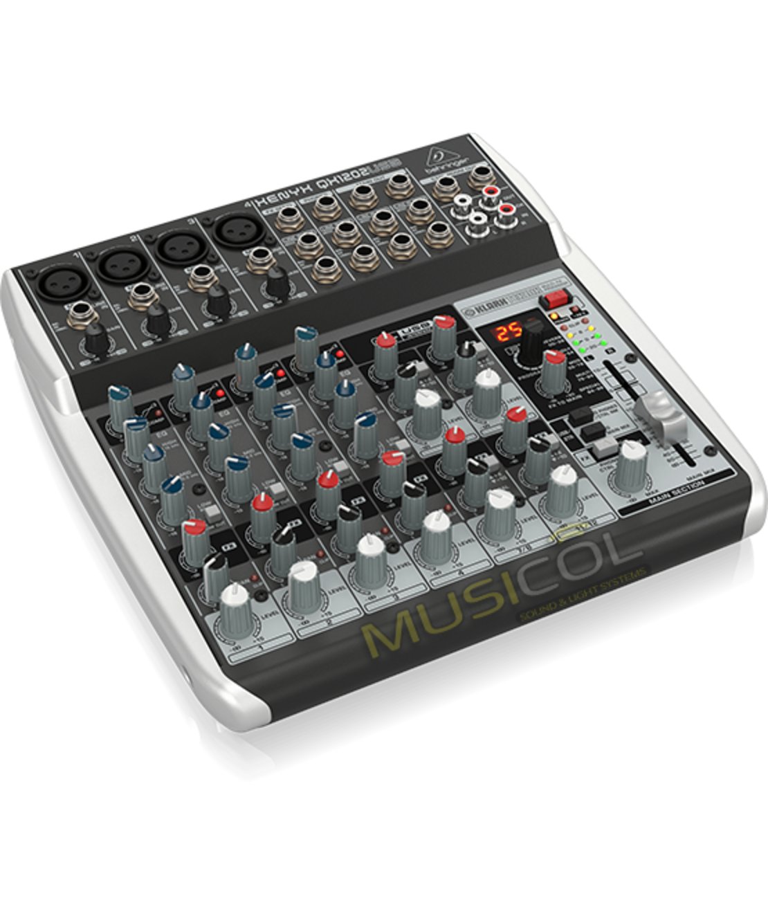 מיקסר 12 כניסות כרטיס קול ואפקט לשירה QX1202USB