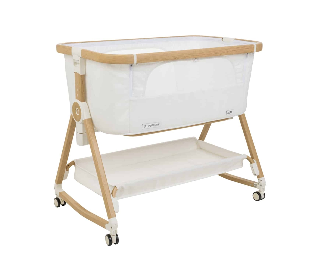 עריסה נצמדת NOA לבן שלד דמוי עץ