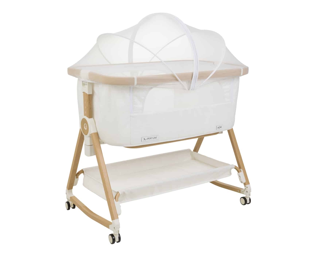 עריסה נצמדת NOA לבן שלד דמוי עץ