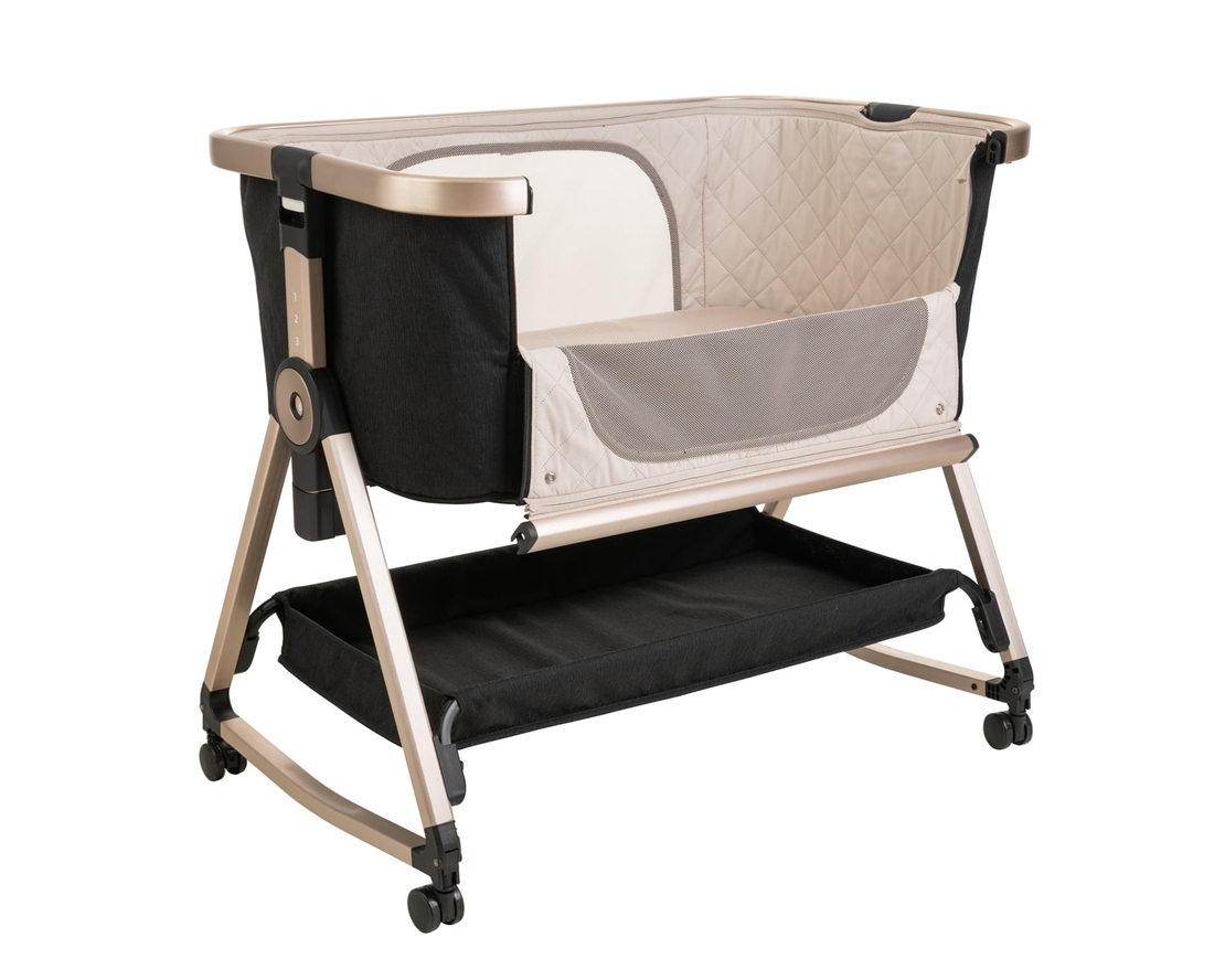 עריסה נצמדת למיטה NOA שחור שלד שמפניה