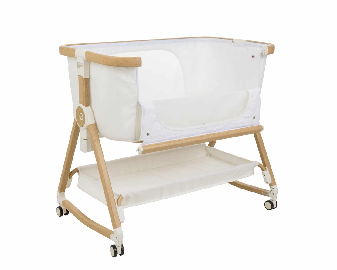 עריסה נצמדת NOA לבן שלד דמוי עץ