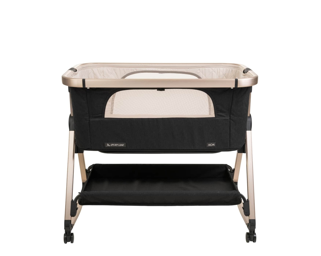 עריסה נצמדת למיטה NOA שחור שלד שמפניה