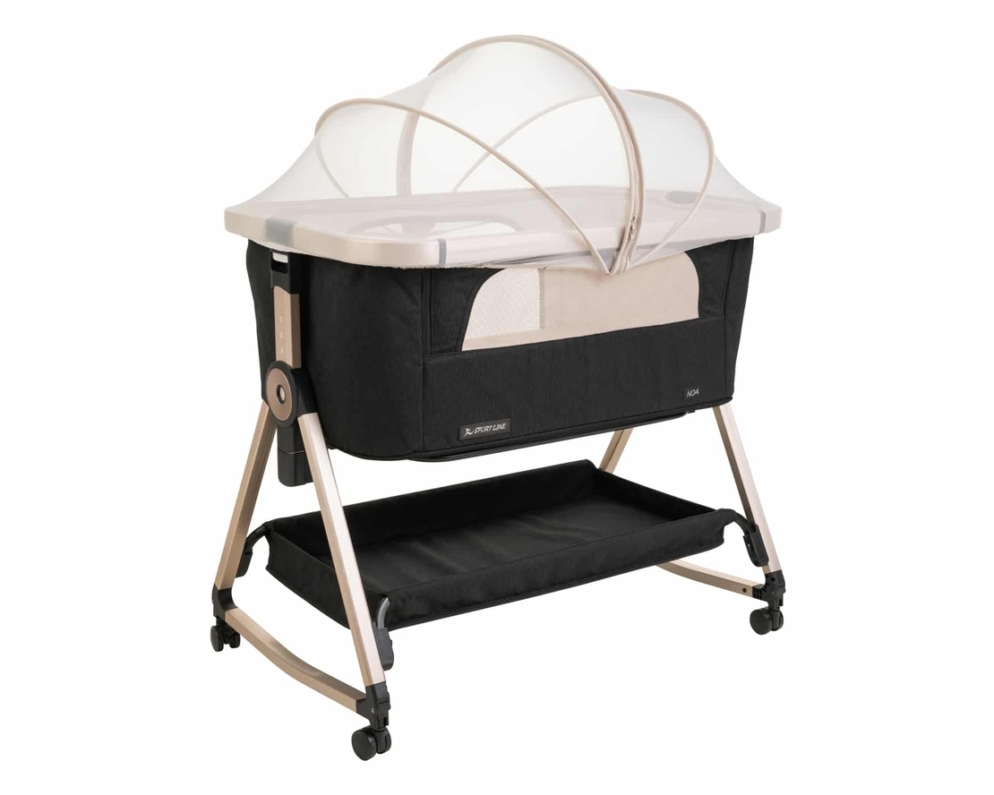 עריסה נצמדת למיטה NOA שחור שלד שמפניה