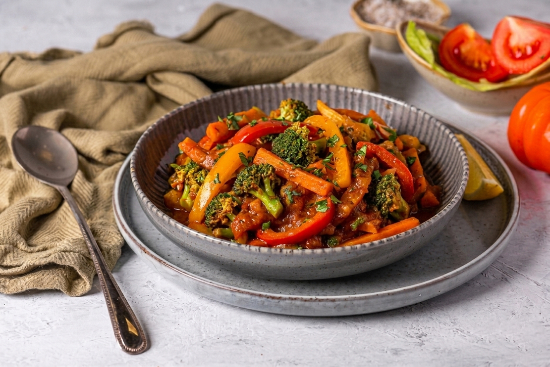 ירקות מוקפצים עם פרחי ברוקולי - 1 ליטר