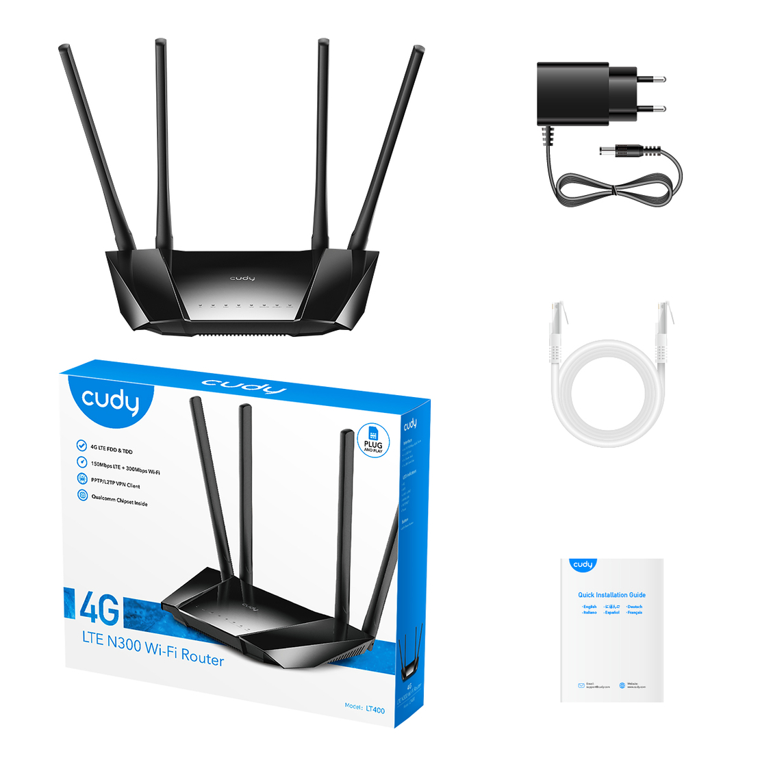 נתב אלחוטי עם מודםCUDY LT400 4G LTE