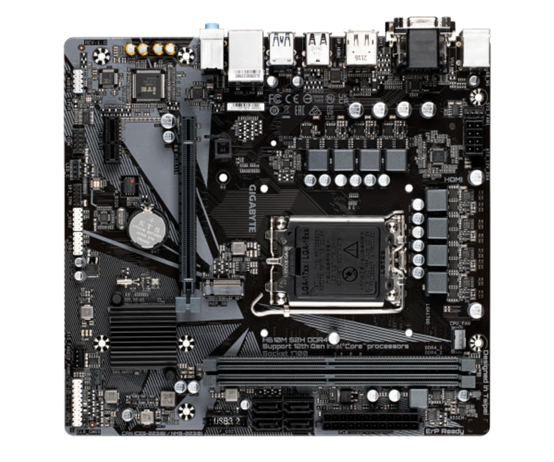 לוח לאינטל דור 12 Gigabyte H610M S2H DDR4 VGA DVI DP HDMI