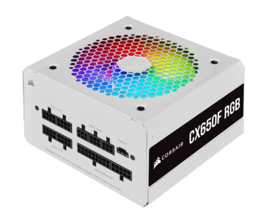 ספק כח לבן CORSAIR CX Series RGB White 650 Watt 80 Plus BRONZE