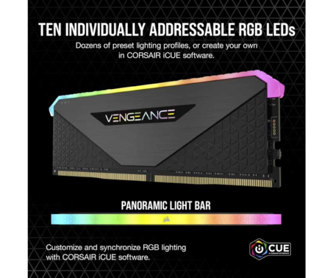 ז. לנייח Corrsair Vengeance RGB RT 16GB 2X8 3600Mhz c18 for AMD