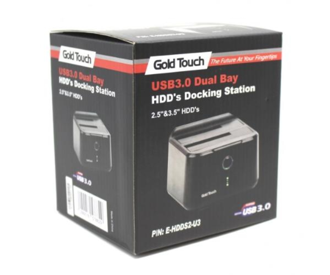 קופסא לדיסק חיצוני 2.5 Gold Touch USB3.0 Dual Bay