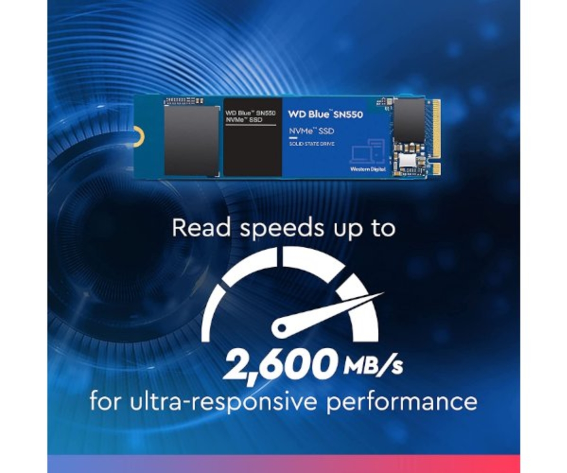 דיסק פנימי WD SN550 BLUE 500GB SSD NVME Gen3X4 up to 2,600 MB/s