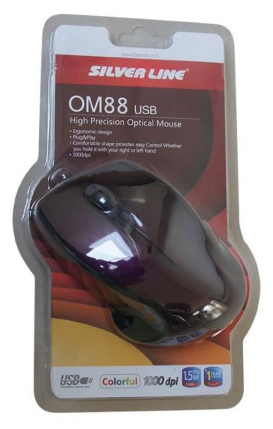 עכבר חוטי Silver Line OM88 USB בצבע סגול 