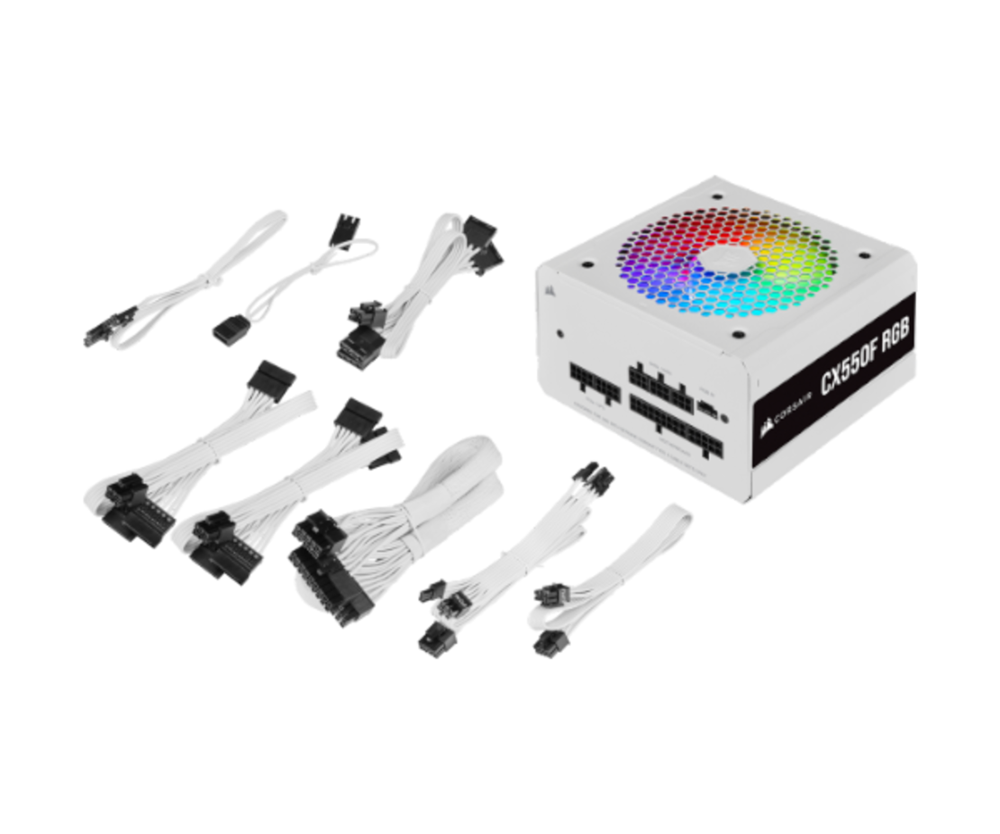 ספק כוח Corsair CX550F RGB 550W 80 Plus Bronze Full Modular White