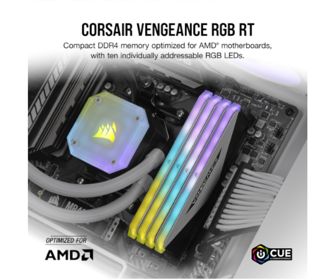 זכרון לנייח Corsair Vengeance RGB RT 16GB 2X8 3200Mhz C16 XMP/AMD