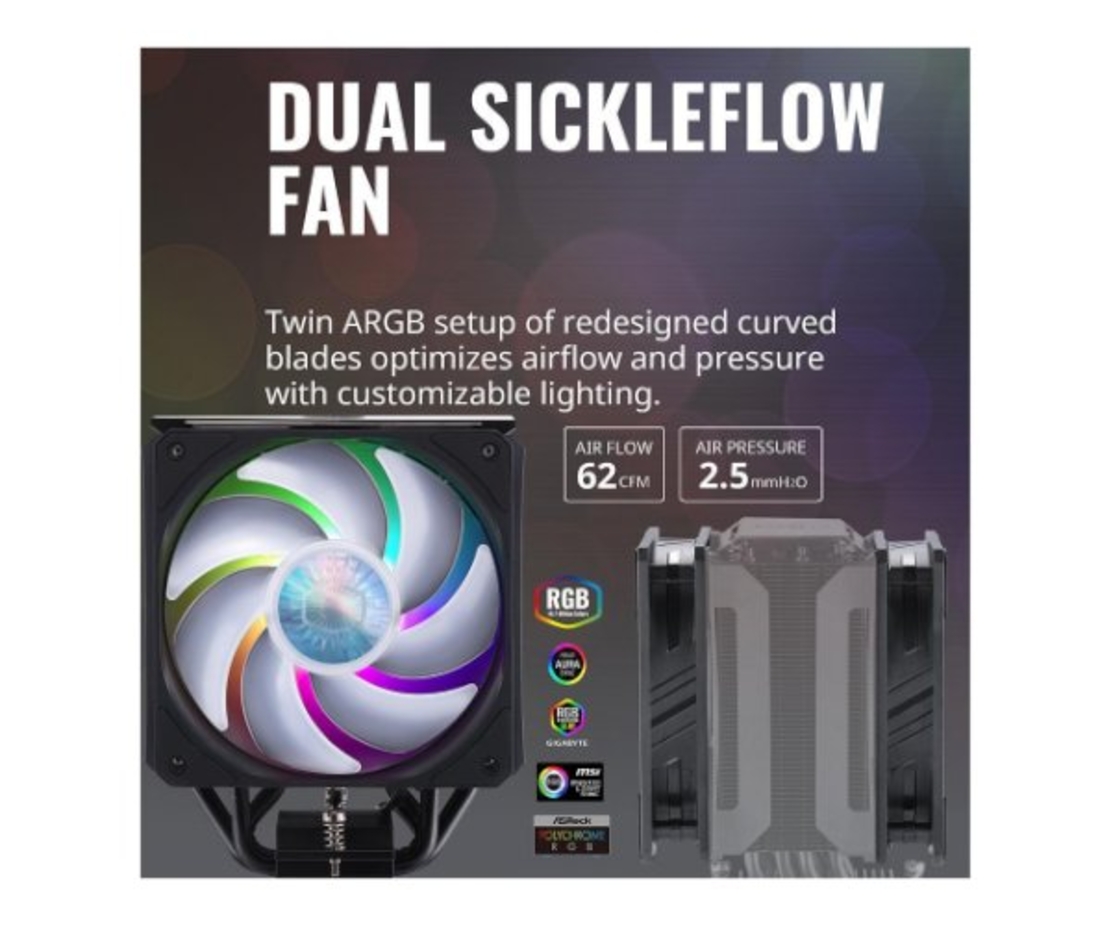 מאורר למעבד Cooler Master Master Air MA612 STEALTH ARGB Intel/AMD