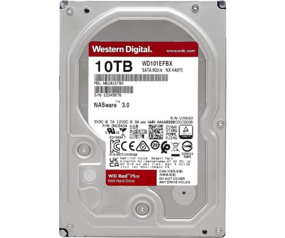 דיסק פנימי לנייח Western Digital 10TB RED Plus 256MB 7200RPM SATA