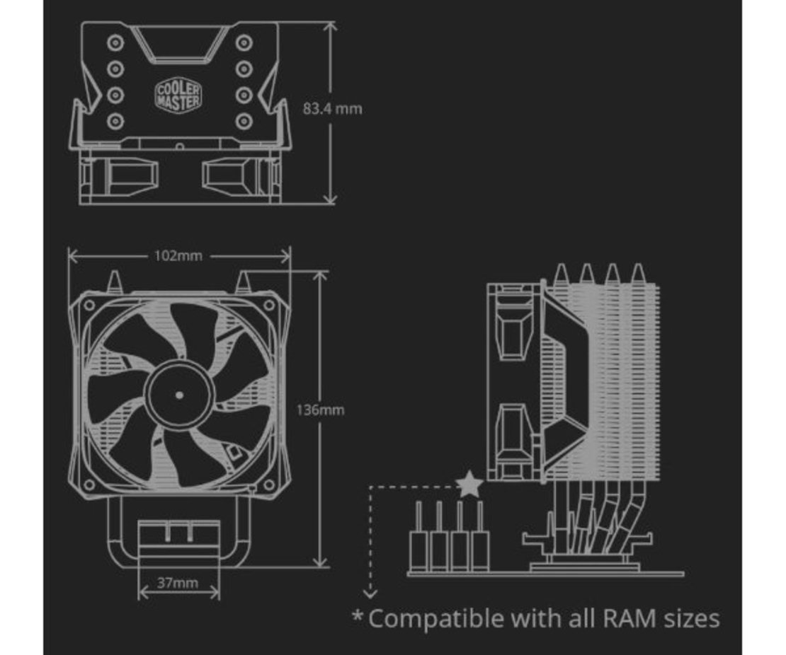 קירור אוויר למעבד AMD & Cooler Master Hyper H410R RGB Intel