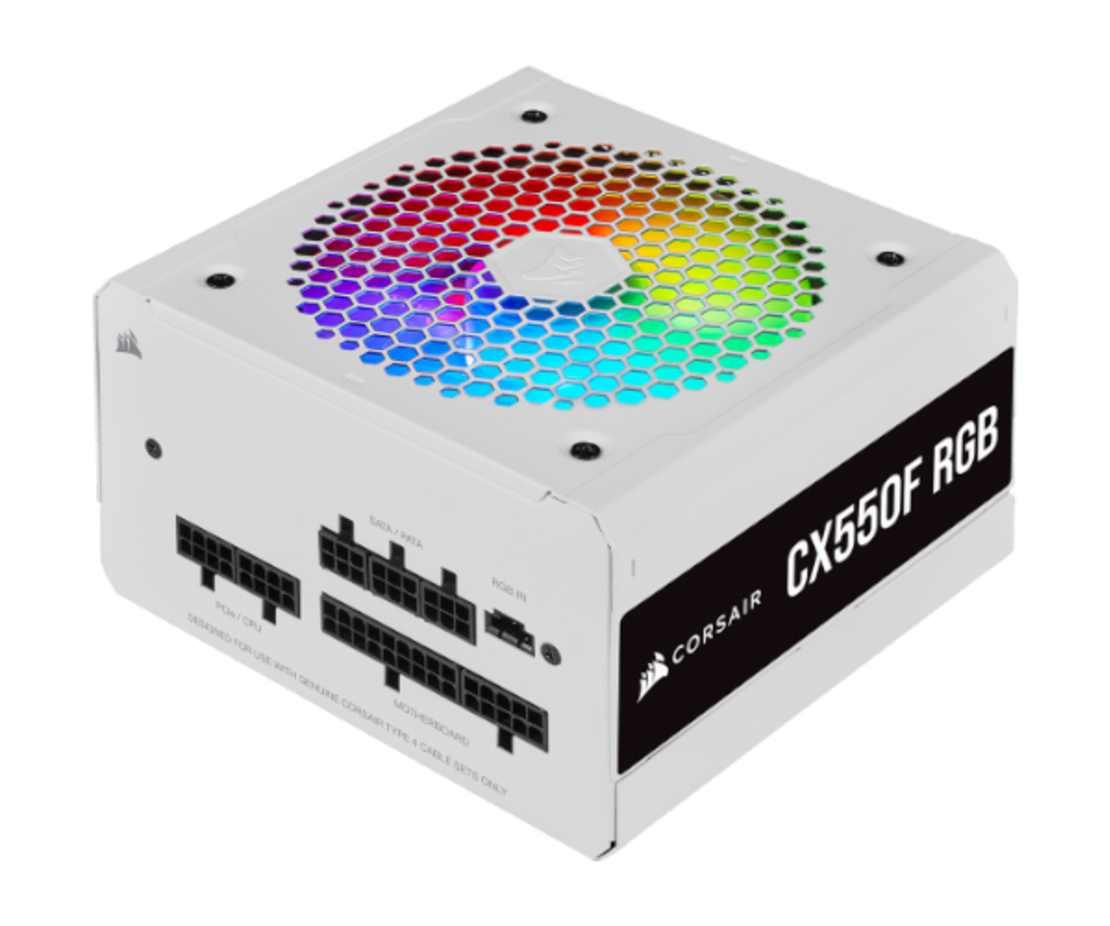 ספק כוח Corsair CX550F RGB 550W 80 Plus Bronze Full Modular White