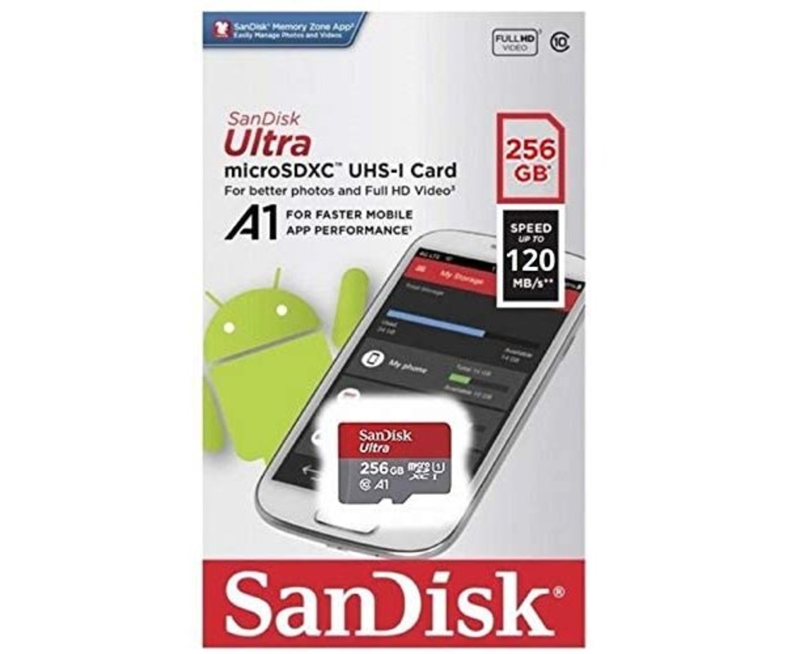 כרטיס זיכרון SanDisk 256GB microSD SDHC UHS