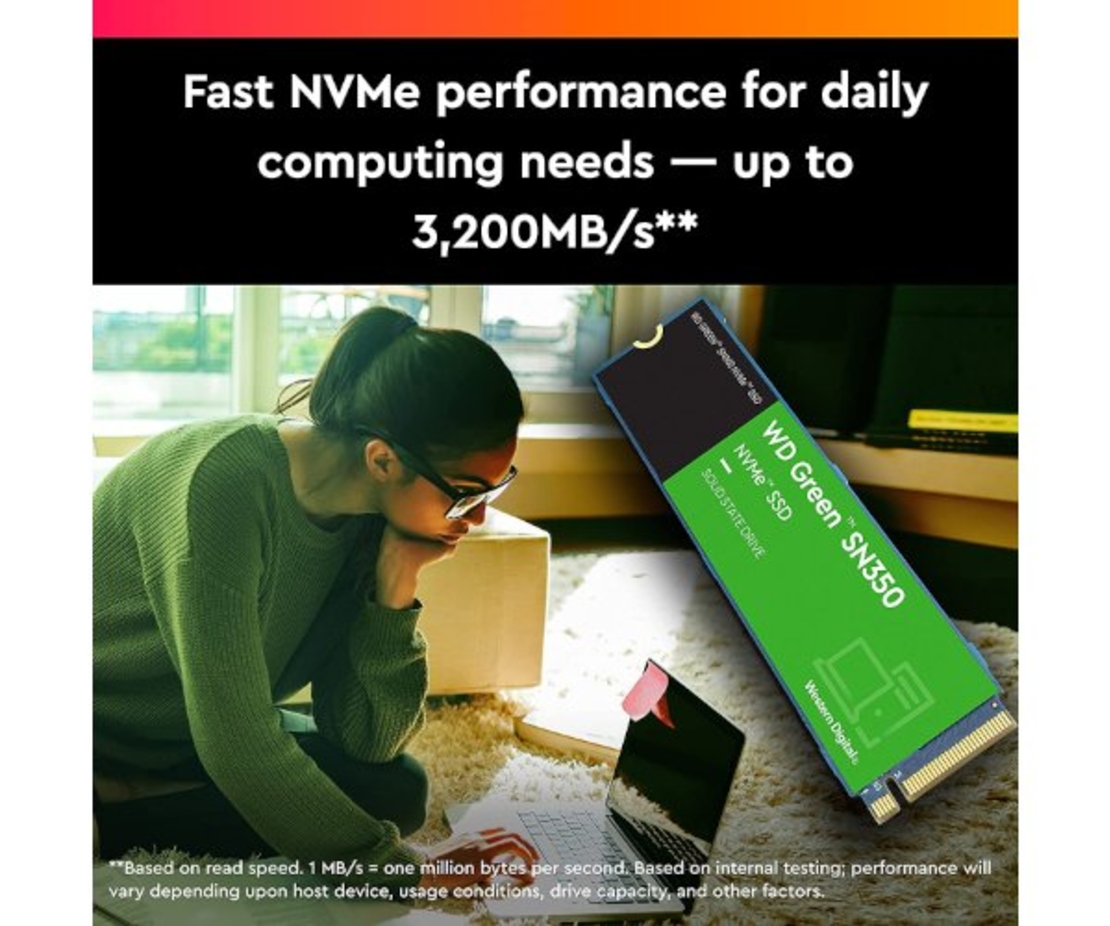 דיסק פנימי Western Digital Green 240GB SN350 NVMe SSD Pcie3.0X4
